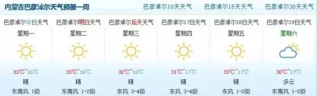 内蒙古天气预报一周天气（内蒙古天气预报15天气）